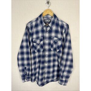 Dixxon Flannel Company Midway Plaid Snap Shirt Blue White Western Men M